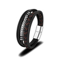 Custom Name Jewelry Man Leather Bracelet Gold Silver Black Stainless Steel Real Leather Bracelet for Man
