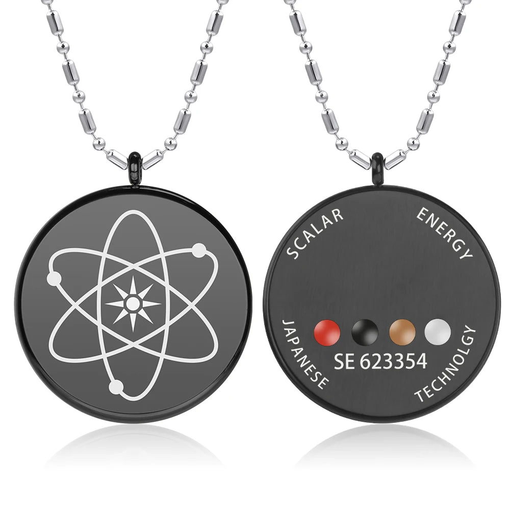 Quantum Science Gold Plated Stainless Steel Charm Energy Pendant with Negative Ions Japanese Quantum Energy Design Trendy Gift