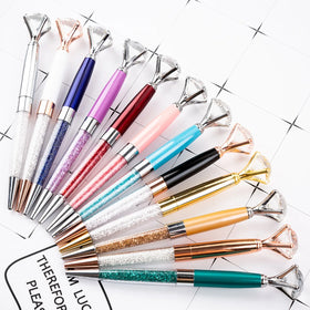 Factory Wholesale Custom Personalized Creative Shiny Diamond Design Ballpoint Pen Student Learning Stationery Supplies