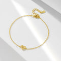 Simple Fashion 925 Sterling Silver 14K Gold Plated CZ Zircon Heart-Shaped Love Bracelet for Women Jewelry