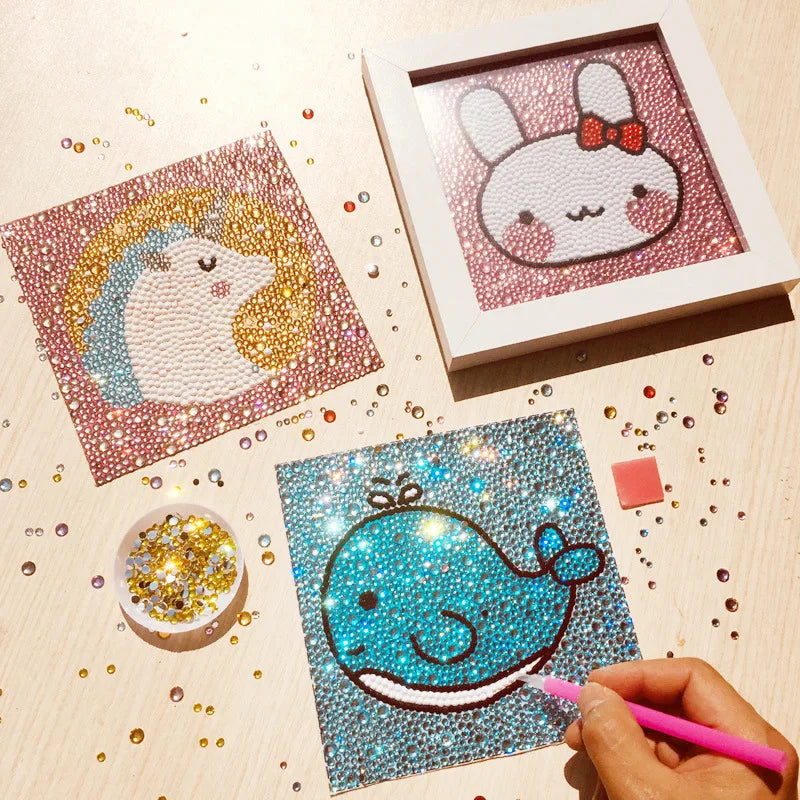 Top Seller Children Stickers Handmade 5d Full Round Colorful Drill Puzzle Diy Crystal