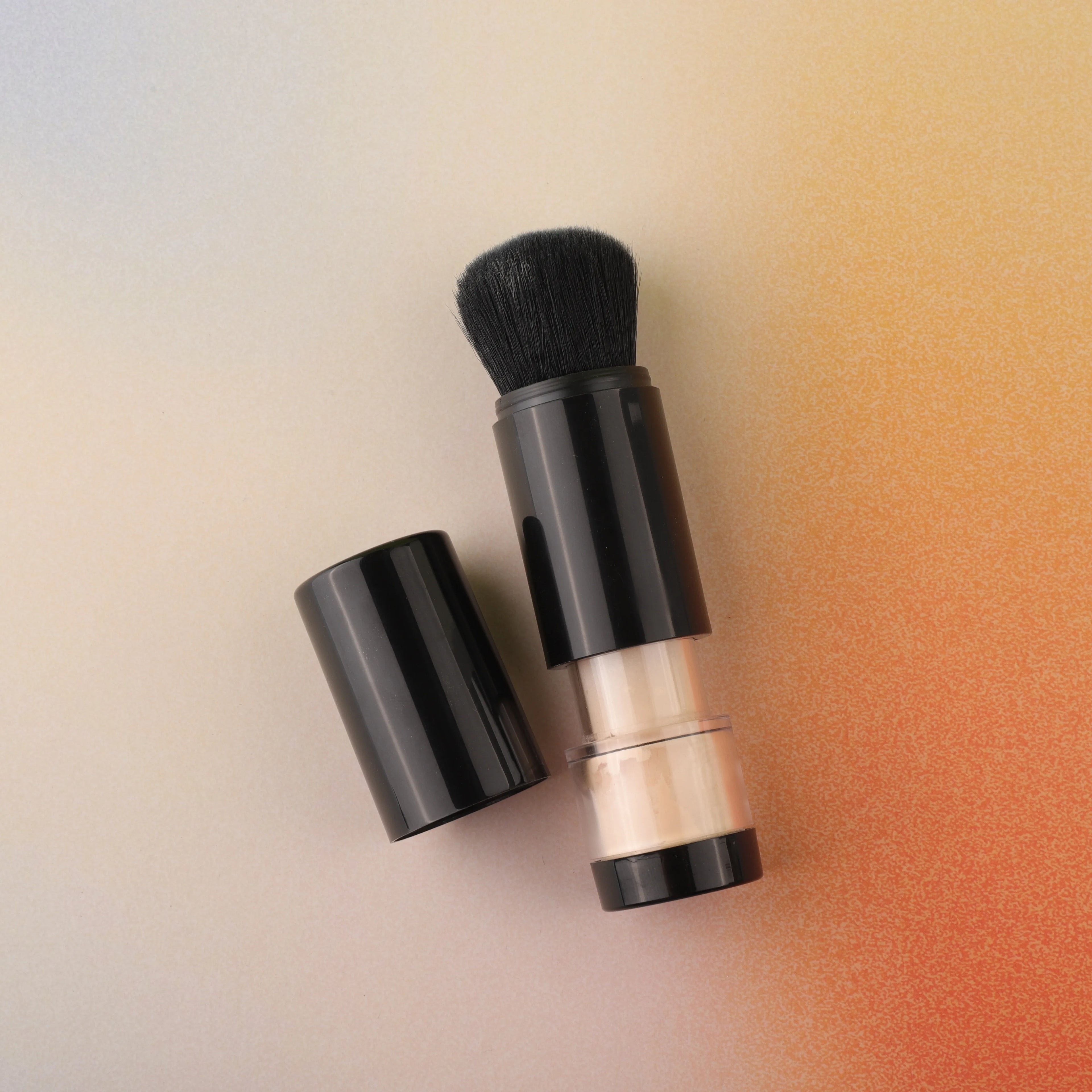 Factory Custom Telescopic Refillable Loose Powder Container with Brush Portable Self-dispensing Makeup Brush for Travel