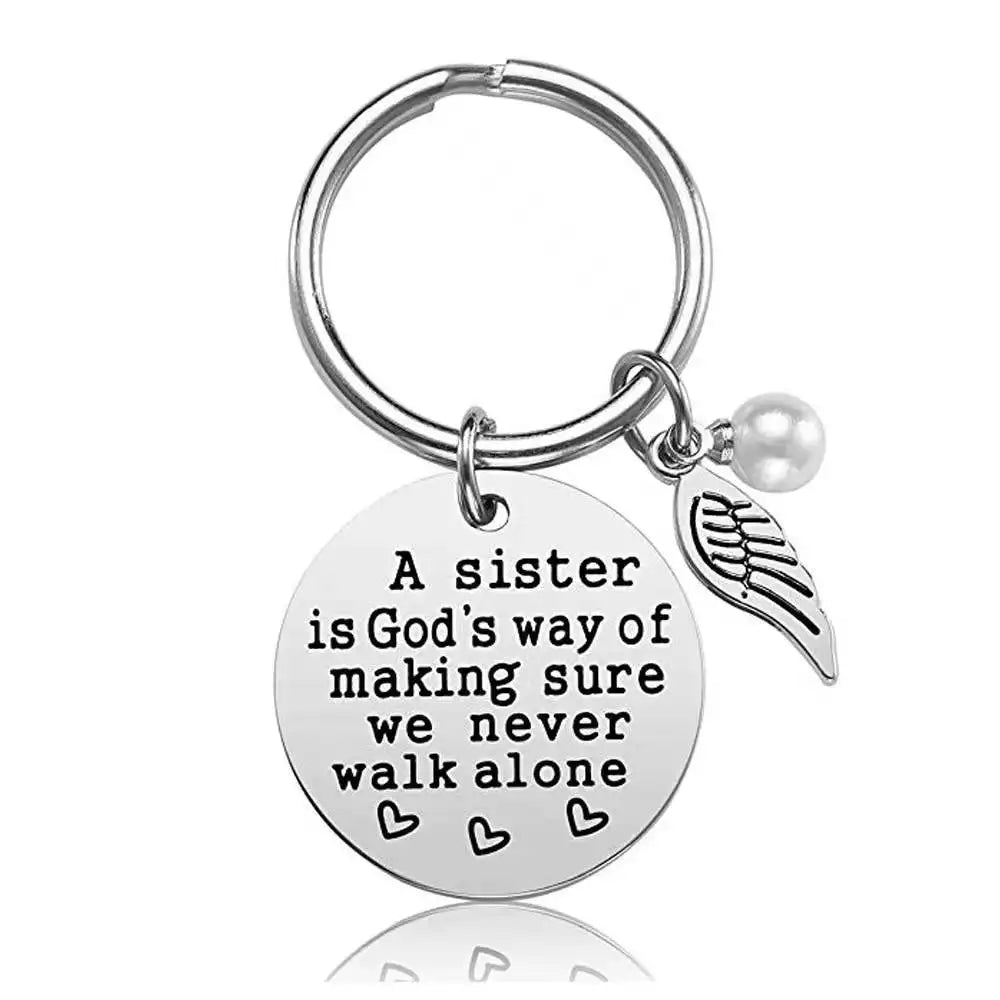 A Sister Is God's Way of Making Sure We Never Walk Alone Christmas Birthday Gifts for Sister Keychain