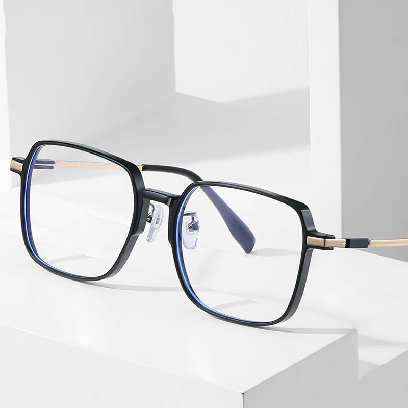 Retro Large Frame Korean Anti-Blue Light Optical Glasses Men and Women Metal Glasses Frame Wholesale