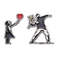 Girl With Balloon Flower Enamel Lapel Pin Backpack Clothes Brooches Jewelry Accessories Funny Art Lovely Collar Badge Wholesale