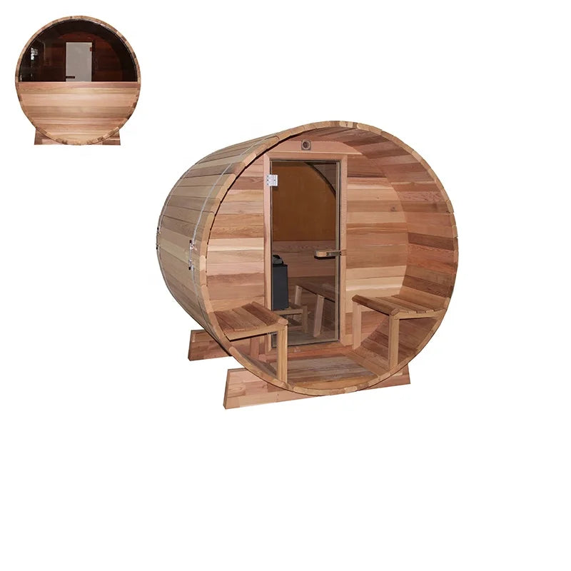 Canadian Red Cedar Solid Wood Outdoor Sauna Cabin Barrel for Exports