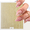Nail Charms Gold Line Stripe Nail DIY Decals 3D Glitter Silver Line Stripe Nail Art Stickers