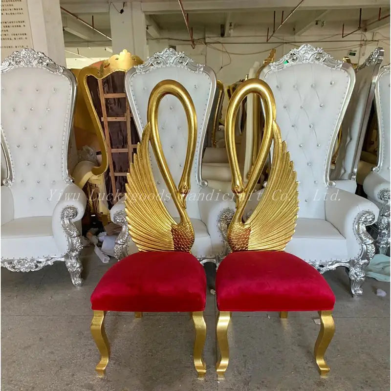 Luckygoods Royal Luxury High Back Stainless Steel Cheap king Throne Wedding Chair SF210511-28