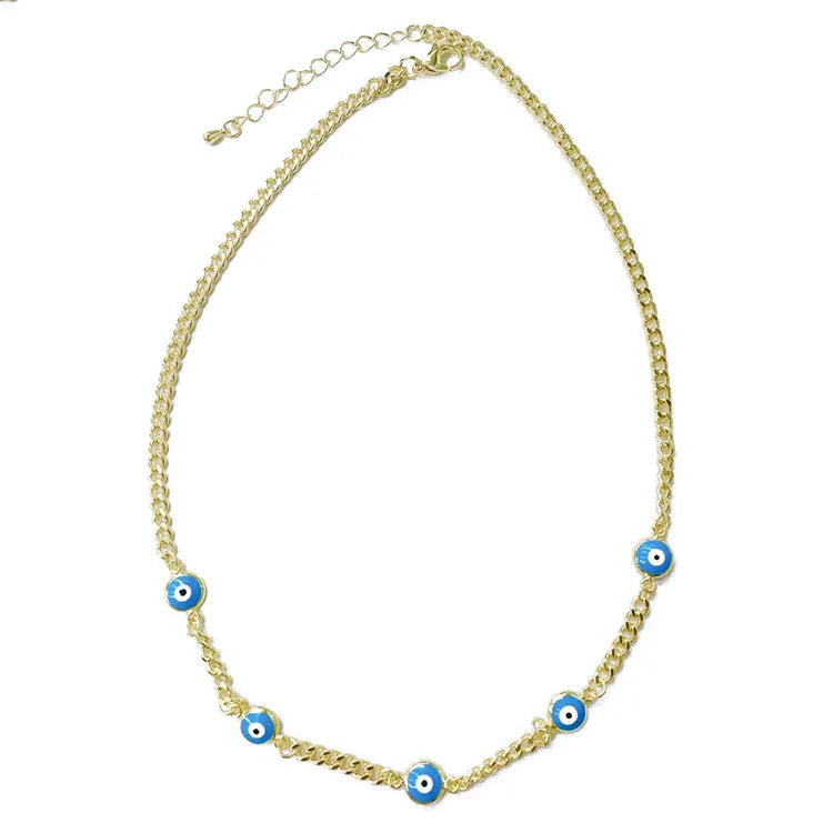 NM1179 New Design 18K Gold Plated Chain with Color Evil Eyes Beaded Choker Necklace Gifts for Lady