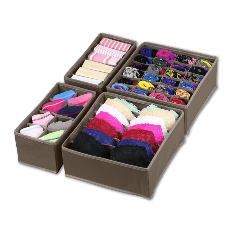 Foldable Closet Dresser Drawers Divider Organizer Fabric Underwear & Clothing Storage Box for Wardrobe Space