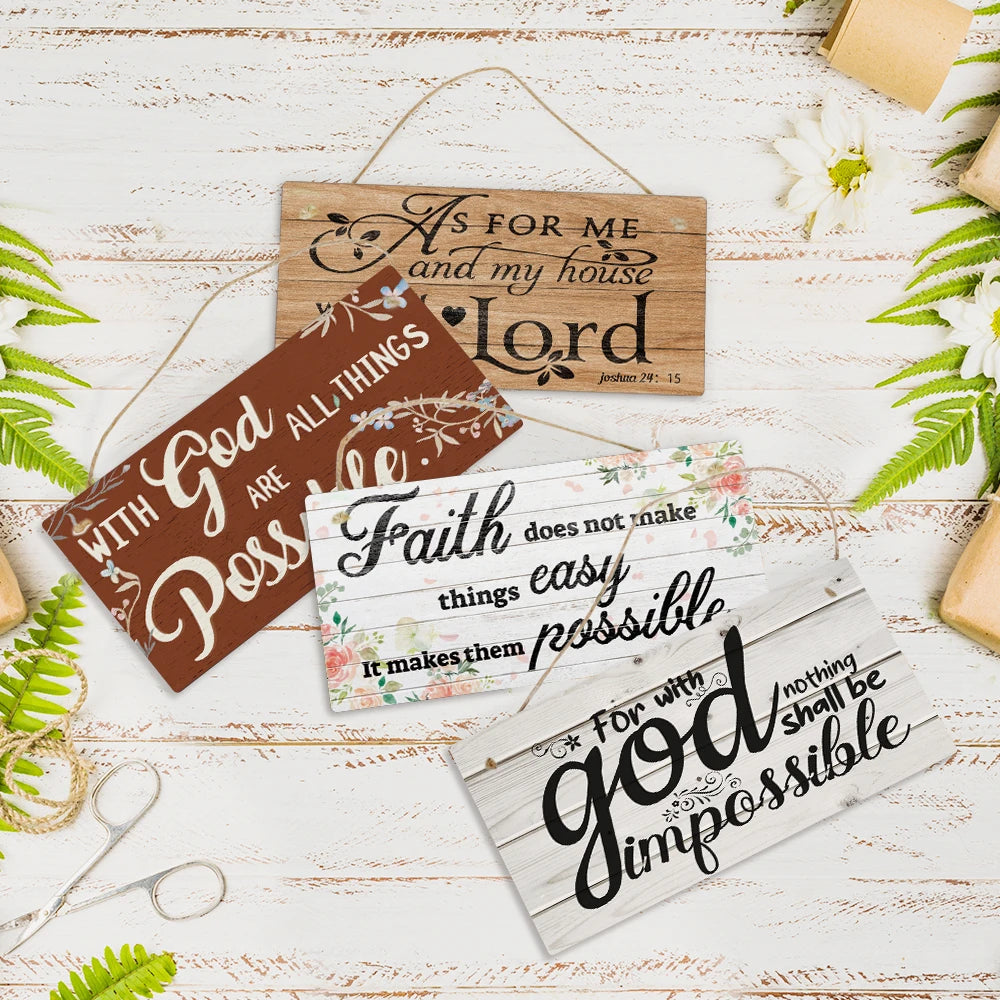 Putuo Decor Bible Wooden Sign Jesus Retro Hanging Wood Plaque Namaste Religion Writing Home Wall Decor Sign