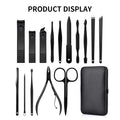 Black Stainless Steel Nail Clippers Beauty Manicure & Pedicure Tool Set 7/8/10/15/18pcs/set Dead Skin Clippers for Finger & Toe