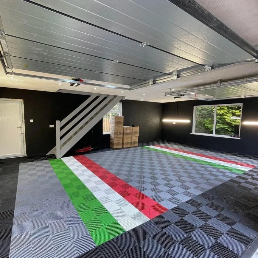 OEM Modular PVC Interlocking Vented Flooring Tiles Garage Detailing Indoor Vinyl Click Exterior Piso for Click Graphic Design