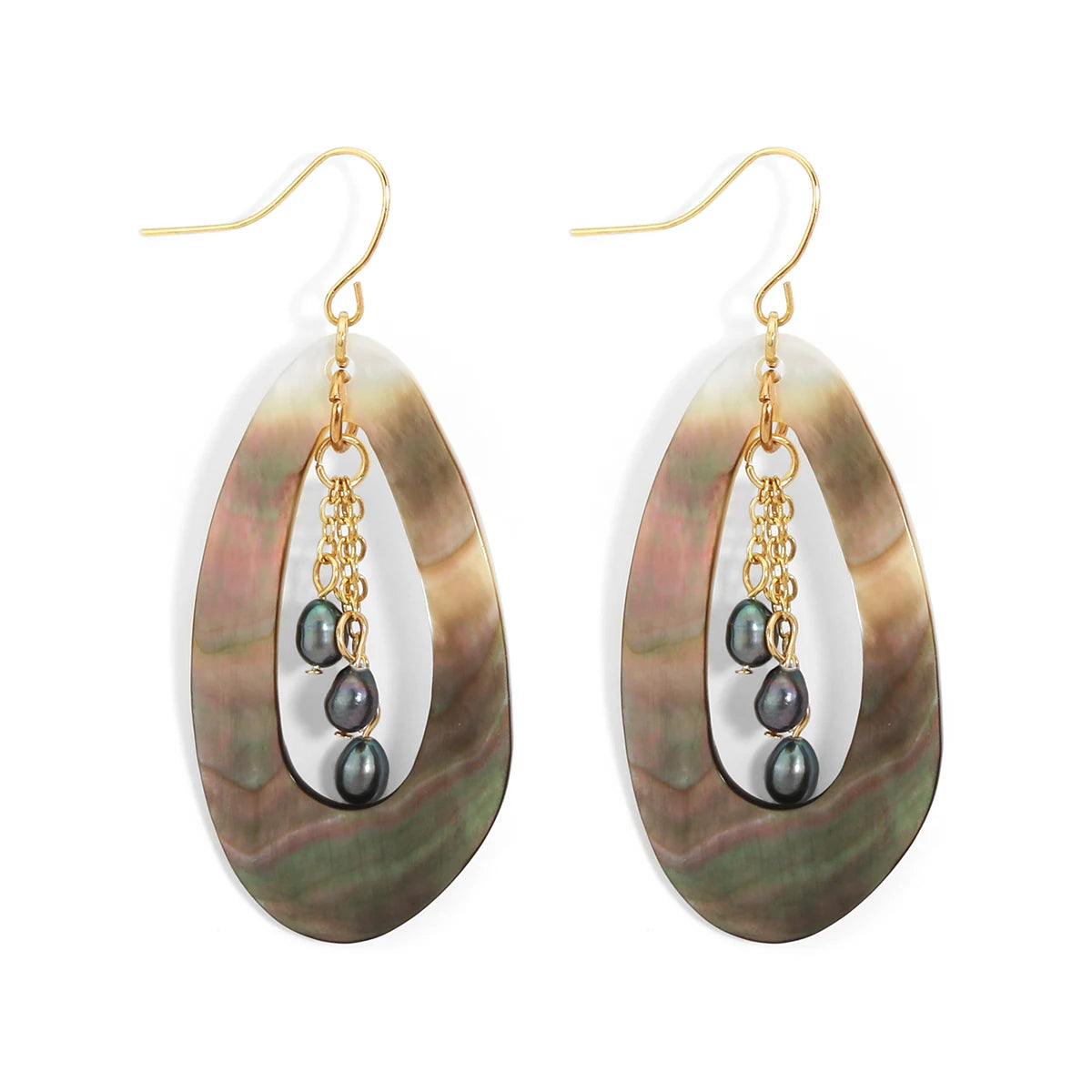 Fashion Jewelry Hawaiian Style Mother of Pearl Fresh Water Pearl Drop Earrings