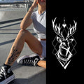 Geometric Deer and Flower Temporary Body Tattoo Sticker Custom Black Waterproof Henna Stencil for Hands