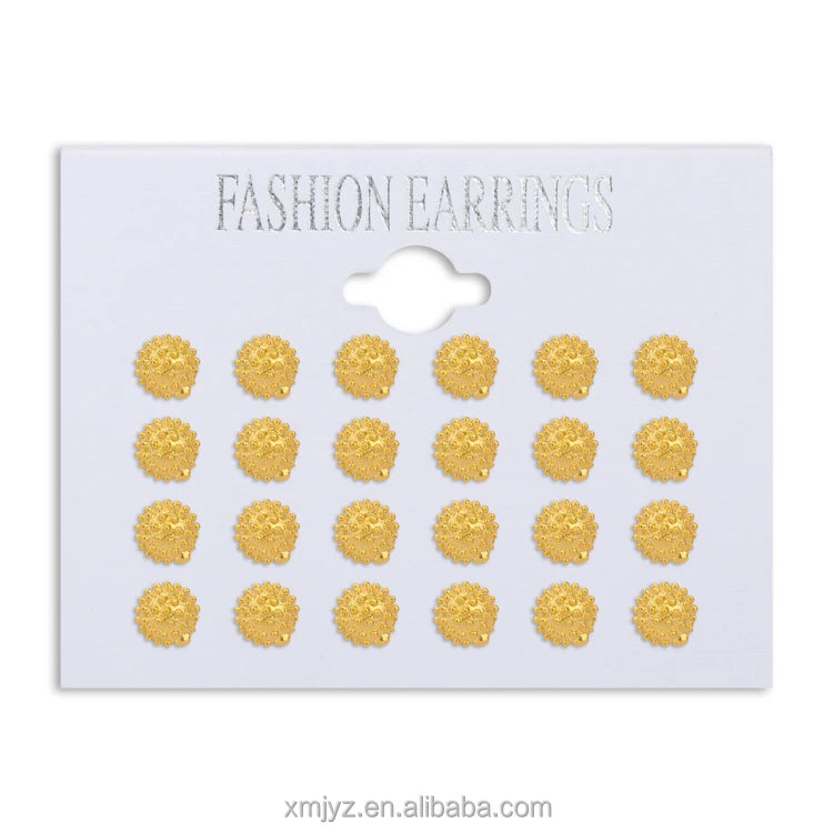 Earrings Explosion Style Fashion Popular Brass 18K Gold-Plated Jewelry Women'S Round Beads Bump Factory Direct Supply