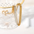 Waterproof No Fade 6mm Wide 18K Gold PVD Plated Stainless Steel Rectangle Zircon Necklace Diamond Collarbone Chain Women Jewelry