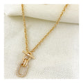 Classic Geometric Diamond Necklace for Women Gold Plated Link Chain Fashion Pendant for Anniversary Occasions