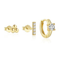 Fashion Earrings Set Jewelry 925 Sterling Silver Geometric Round Bead bar Shape Round Diamond Zircon Gold Plated Hoop Earrings