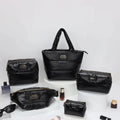 Custom Wholesale Quilted Eiderdown PU Label Black RPET Cosmetic Makeup Bag