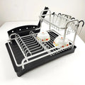2 Tier Aluminum Kitchen Dish Drying Rack Sink Dish Drainer Rack With Utensil Holder
