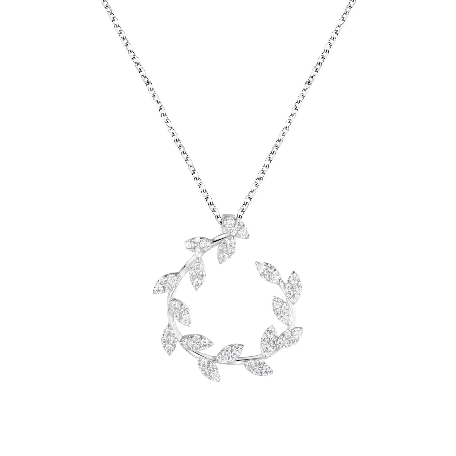 Fashion Jewelry S925 Sterling Silver Wholesale Custom Popular Leaf White Zircon Clavicle Chain Pendant Necklace
