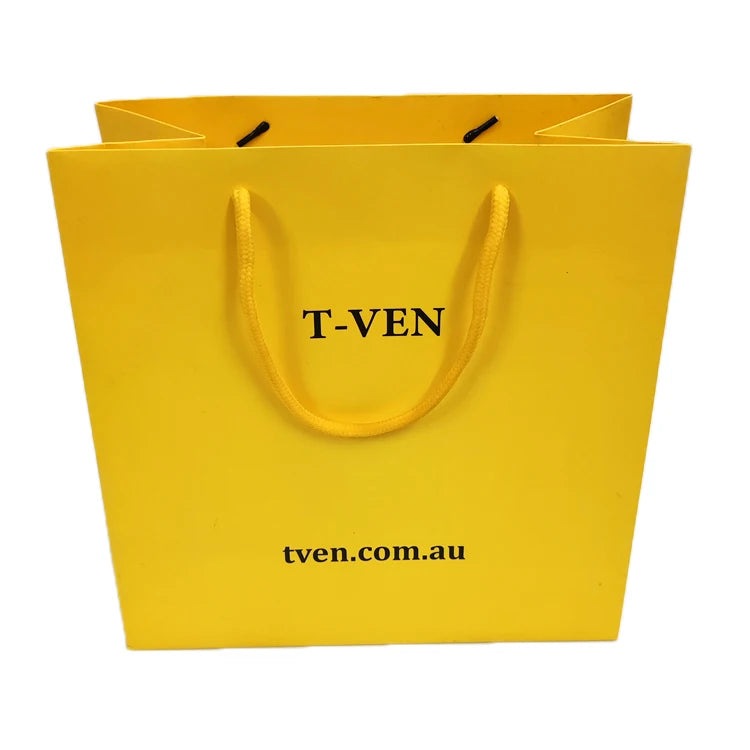 Luxury Boutique Gift Yellow Matt Paper Shopping Bags Custom Printed Packaging for Clothing and Shoes