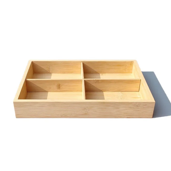 Eco-friendly Wooden Compartment Tray Solid Wood Storage Tray Desktop Display for Jewelry Makeup Office
