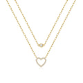 Fashion Heart Design Charm Jewelry 925 Silver Zircon Necklace Gold Plated Chain Double Layer Necklace for Women
