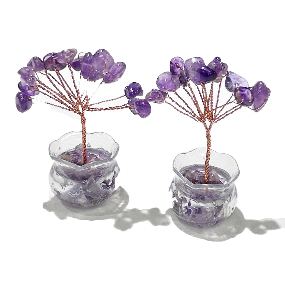 Wholesale Natural CRYSTAL AMETHYST ROSE QUARTZ WIRED BEADED TREE