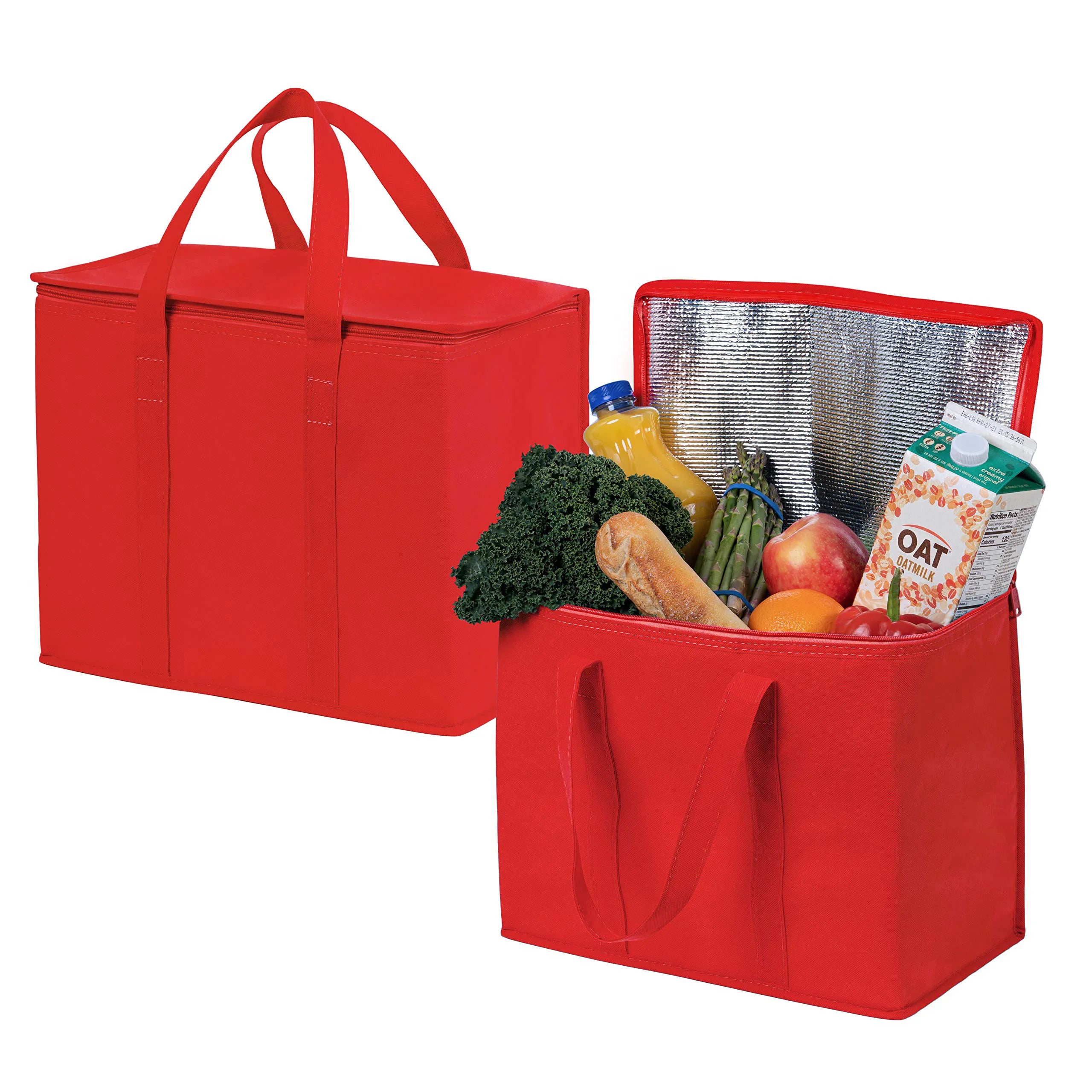 Wholesale Reusable Thermal Insulated Cooler Bag Grocery Cool Carry Non Woven Lunch Cooler Bag for Food