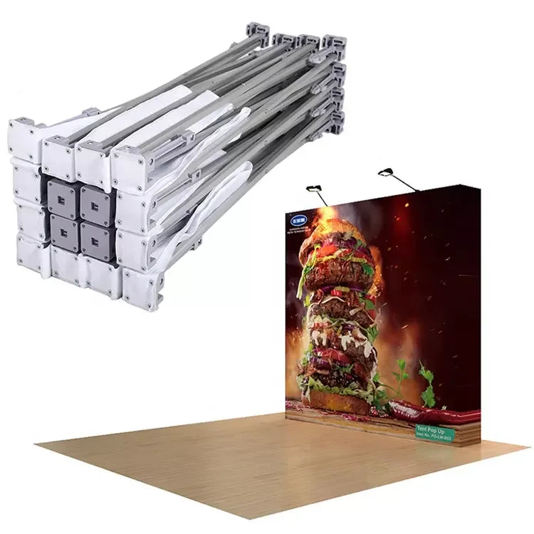8*10ft Tension Fabric Pop up Wall Backdrop Display Trade Show Backdrop Exhibition Wall Banner Aluminum Booth Stand