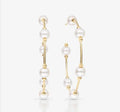 Elegant 18K Gold Plated Thin White Pearl Large Hoop Earrings Factory Directly Wholesales Daily Wear Jewelry