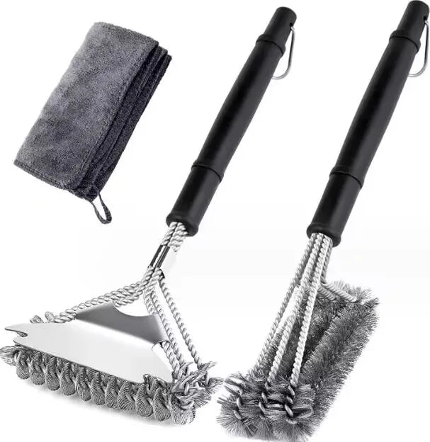 Industrial Grade Easy Effortless Barbecue Grill Kitchen Cleaning Brush with Long Stainless Steel Handle