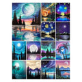 Diamond Painting Diamond DIY Full Drill Wholesale DIY Rhinestone Embroidery Cross Stitch Mosaic for Home Decor Moon Landscape