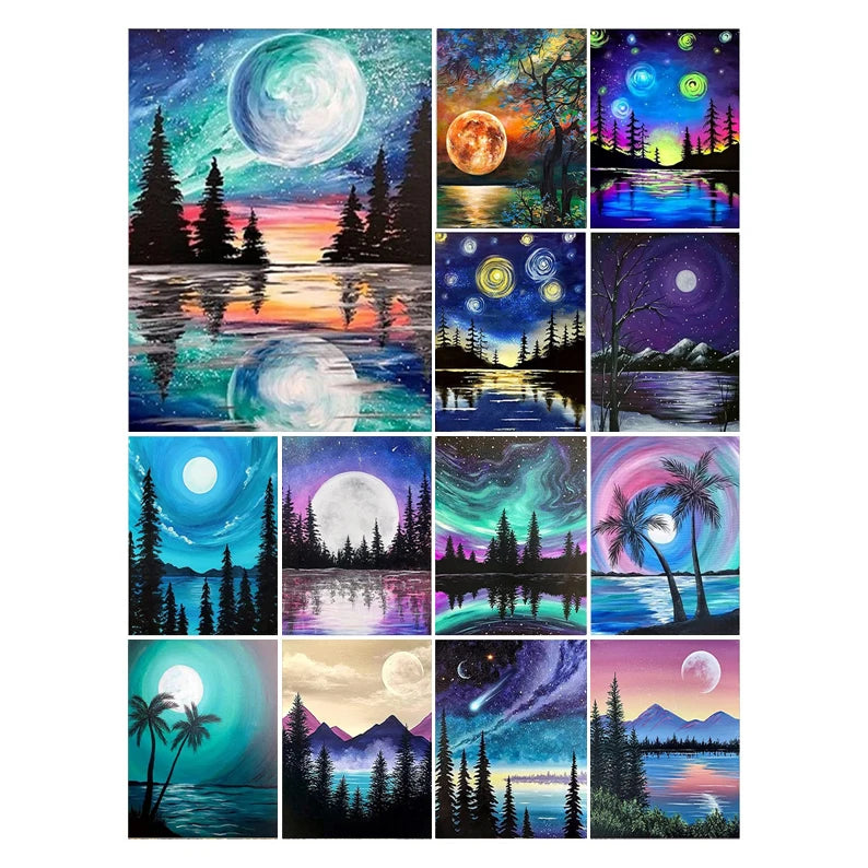 Diamond Painting Diamond DIY Full Drill Wholesale DIY Rhinestone Embroidery Cross Stitch Mosaic for Home Decor Moon Landscape