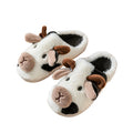 Women Warmth Suede Breathable Indoor Outdoor Winter Sandals Scuff Sheepskin Fur Cow Shape Winter Slippers for Ladies