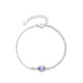 Simple Fashion Waterdrop-shaped Zircon Bracelet 925 Sterling Silver Purple CZ Hand Chain Link for Female OL Daily Jewelry