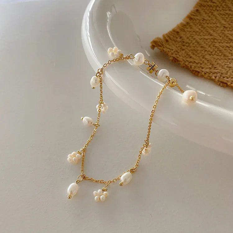 HOVANCI Gold-Plated Chain Bracelet for Women Natural Freshwater Pearls Geometric Shape for Weddings Parties Wholesale Jewelry
