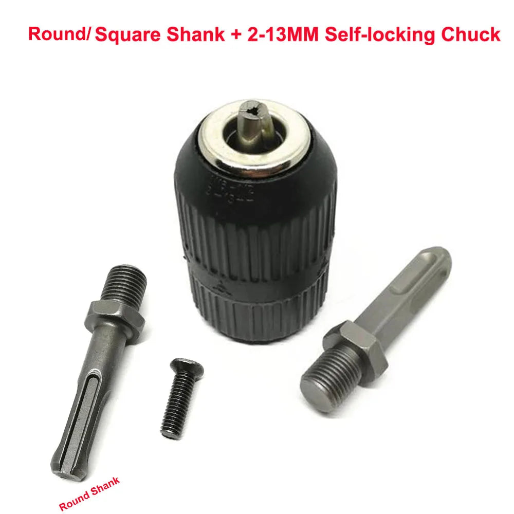 SDPSI1PC 2-13MM Self-locking Drill Chuck Keyless Quick Change Bit Adapter Converter SDS Adaptor Round/Square Shank 3-Year