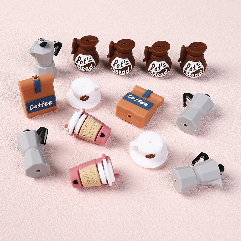 BPA Free 3D Soft Coffee Focal Bead Silicone Beads for DIY Making