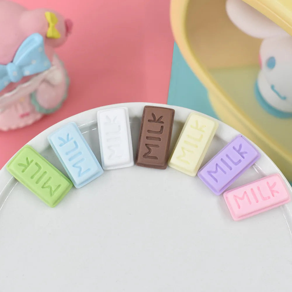 Hot Selling Colorful Milk Chocolate Resin Flatback Cabochon for Doll House Food Scrapbook Diy Accessories