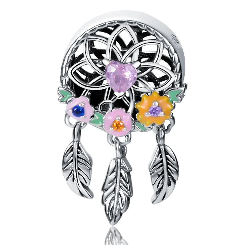 Fine 925 Silver Charming Beads Dream Catcher Pendant Snake Bracelet Making Charm for Bracelet Necklace Jewelry DIY