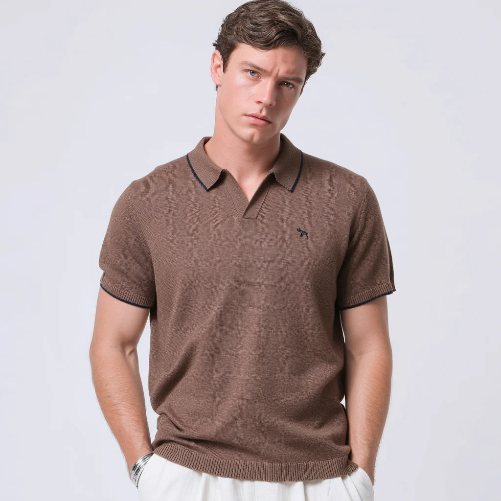 Ready to Ship Wholesale Men's 100% Cotton for Polo Shirt Solid Brown Pique Knit Casual Business T-Shirt Breathable Feature