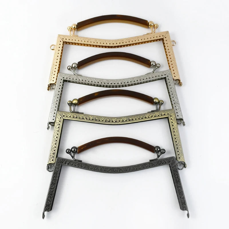 Meetee BS223 21cm Handbag Hardware Accessories DIY Handmade Sewing Hole Screw Mouth Gold Kiss Clasp Crafts Decorative Purse Frame