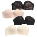 Strapless Bra for Women Push up Sexy Lace Patchwork Female Underwear Lingerie Ladies Bralette Backless