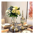 Decorative Artificial Flower Plant Vase Home Decor Scandinavian Style Gold Glass Crystal Vase for Wedding Flowers