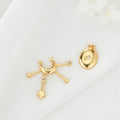 14K Gold Plated Brass Star Necklace Pendant Surrounding The Moon Crescent Moon and Star Pendant Jewelry Making Accessories