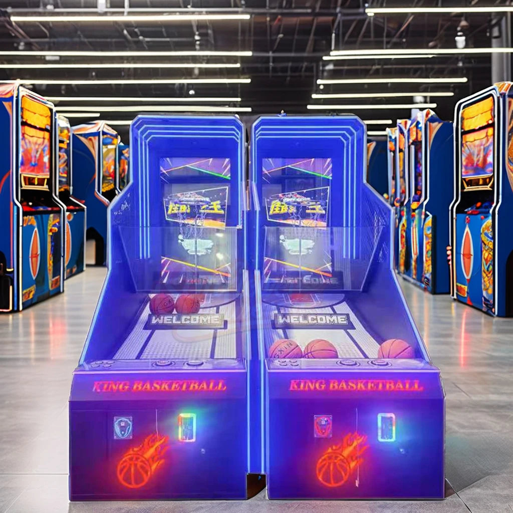 Coin-Operated Street Basketball Arcade Machine Electronic Basketball Shooting Game Screen Game Centers Amusement Type Made Metal
