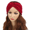 Wholesale Women Winter Warm Elastic Cable Knitted Headband Winter Headbands for Women Fuzzy Fleece Headband Ponytail Hairband